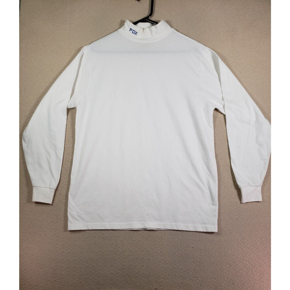 A+ By Sai PDX Sweater Medium White Pullover Sweatshirt Mock Neck Long Sleeve